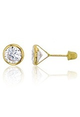 extraordinary tiny basic round bezel gold earrings for babies and kids